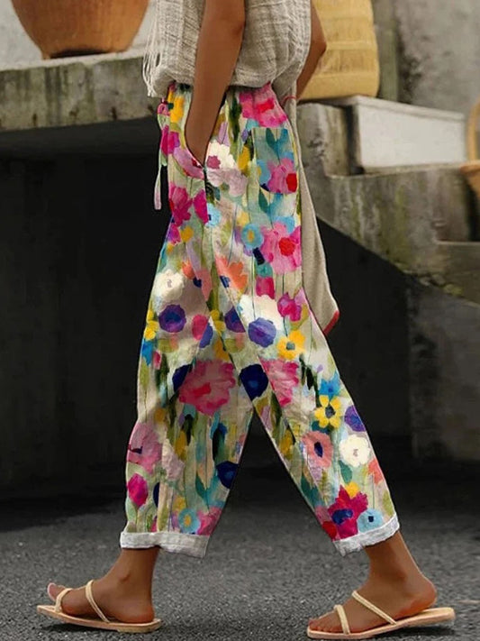 LP | Pantaloni da donna con stampa floreale e tasche