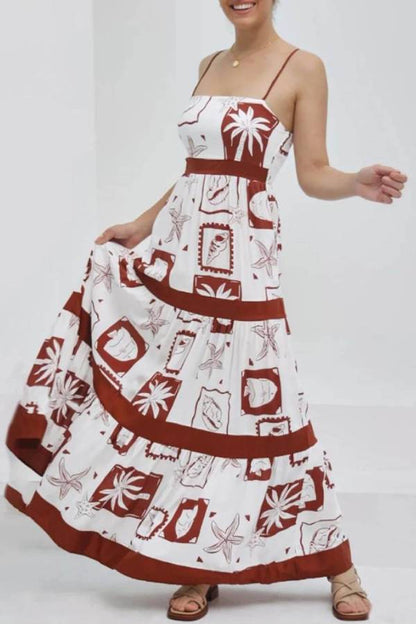 LP | Elegante maxi abito arricciato con stampa floreale