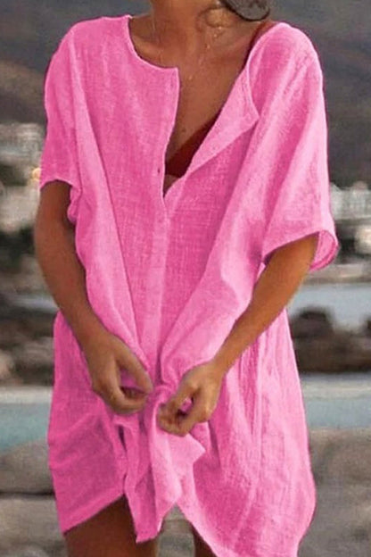 LP | Estate Cotone Abiti corti allentati Donne Casual Camicia