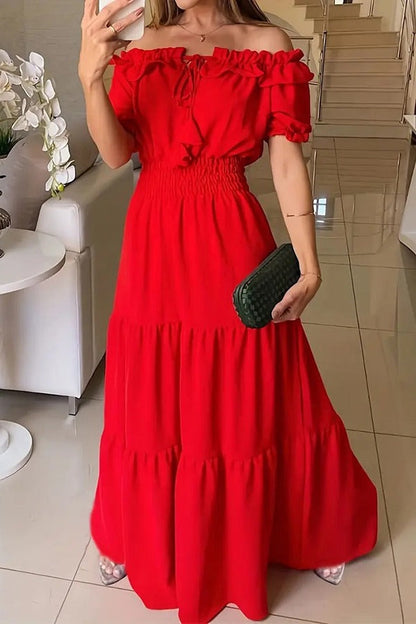 LP | Ammetti i tuoi sentimenti Maxi abito off-the-shoulder con vita smocked