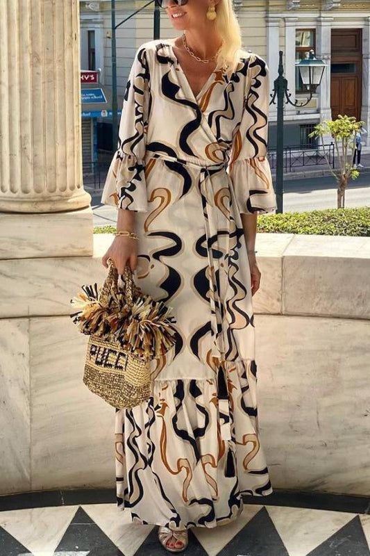 LP | Maxi abito tie-dye bianco e nero