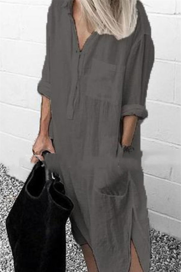 LP | Abito camicia elegante con spacco a colori