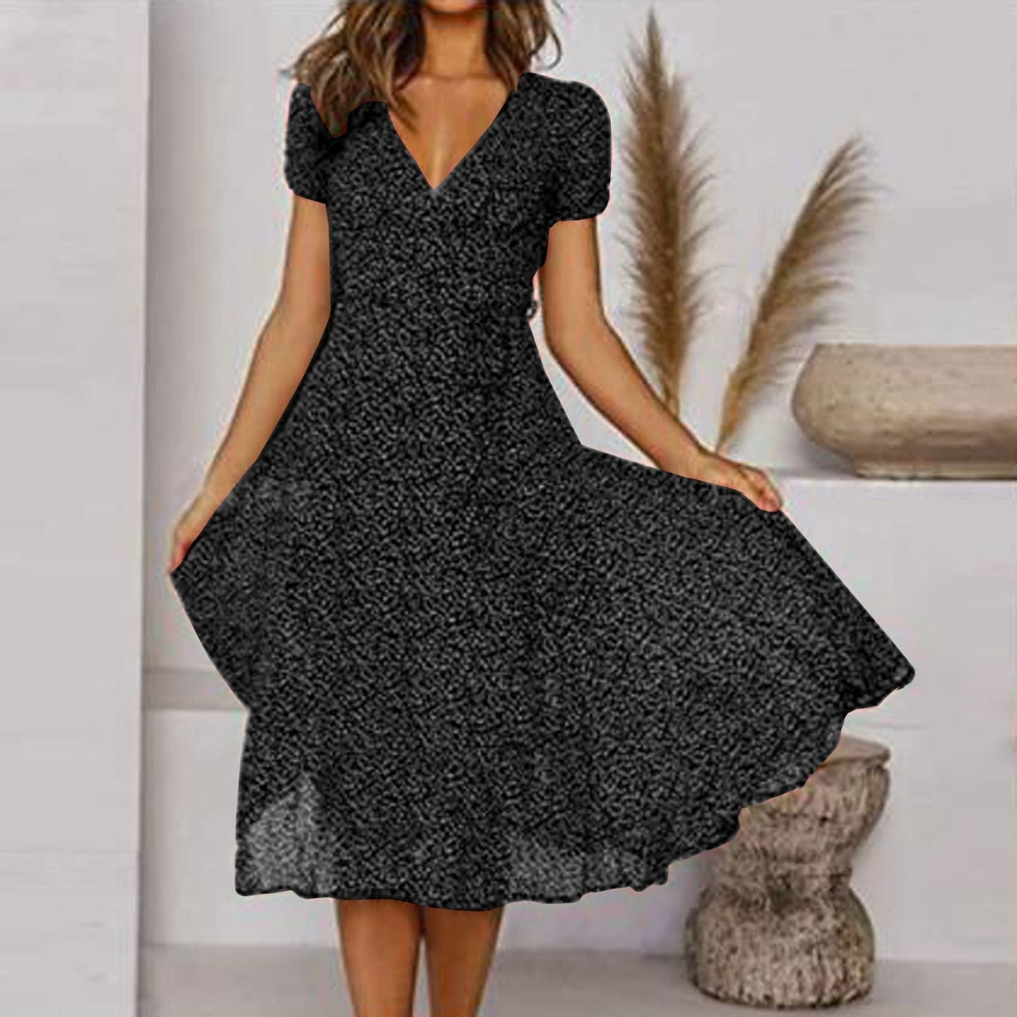 LP | Abito midi con scollo a V e avvolgente