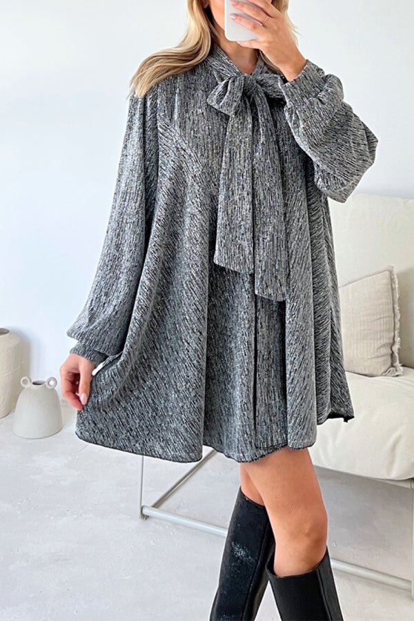 LP | DEMI ABITO CAMICIA CON COLLO A FIOCCO IN ORO METALLIZZATO