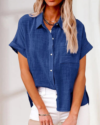 LP | Camicia a maniche corte unicolore con tasche
