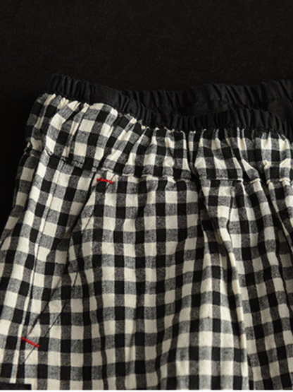 LP | Vita elastica a quadri Pantaloni casual harem Pantaloni fondo