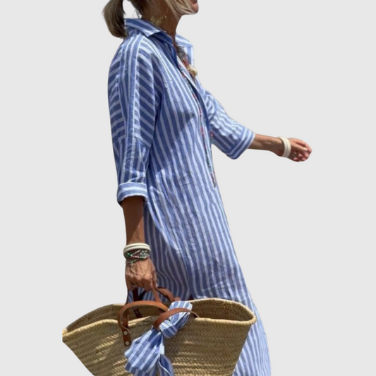 LP | Abito camicia a righe chic con bottoni