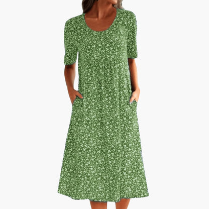 LP | Abito midi boho da donna con maniche corte e tasche