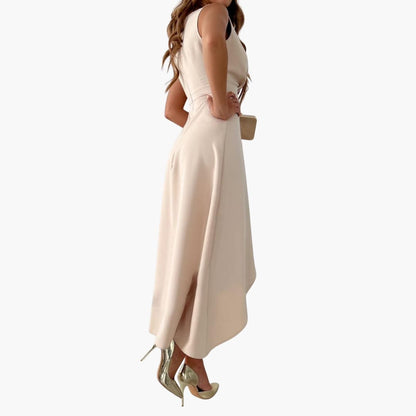 LP | Abito midi da donna senza maniche con scollo a V e orlo alto-basso