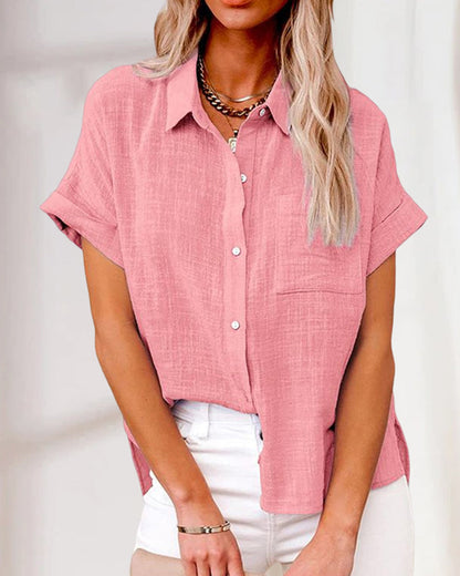 LP | Camicia a maniche corte unicolore con tasche