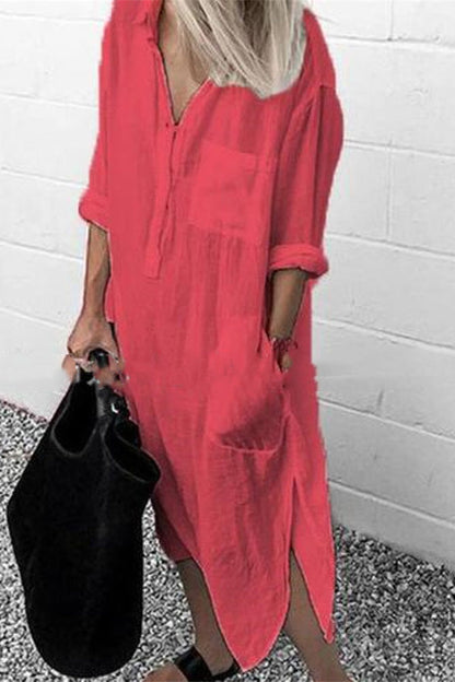 LP | Abito camicia elegante con spacco a colori