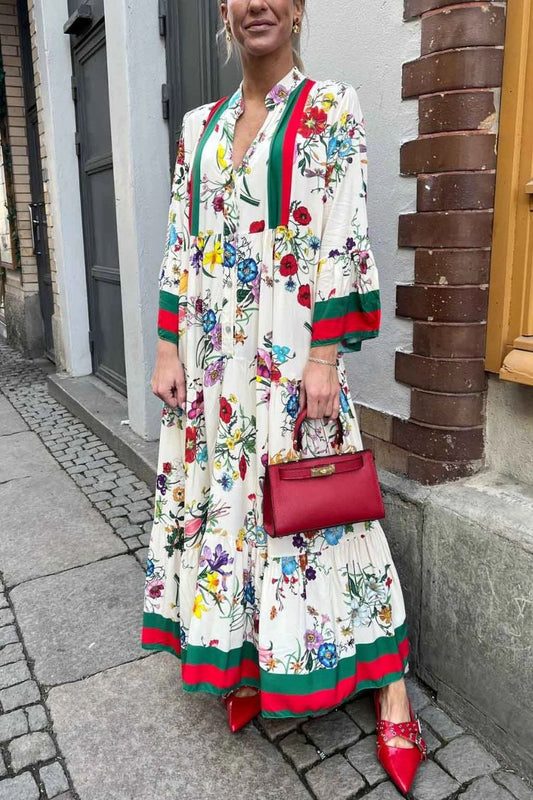 LP | Resort - Maxi abito con stampa floreale e maniche a campana