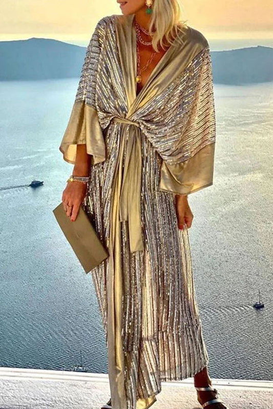 LP | Dreamy Evenings Maxi abito da festa con kimono in stile corte retrò