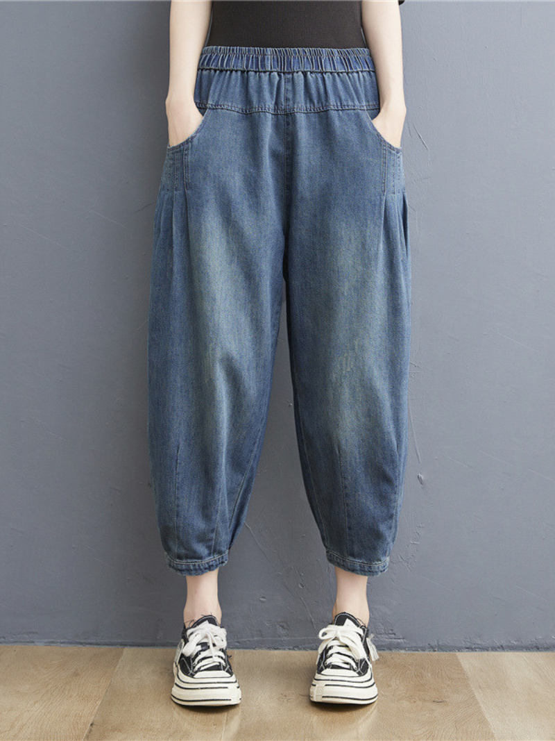 LP | estate elastico in vita sottile allentato denim pantaloni casual