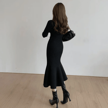 LP | abito midi elegante a coste per donna