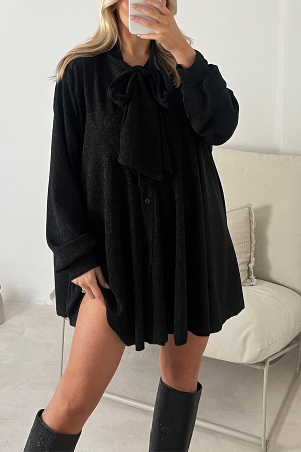 LP | DEMI ABITO CAMICIA CON COLLO A FIOCCO IN ORO METALLIZZATO