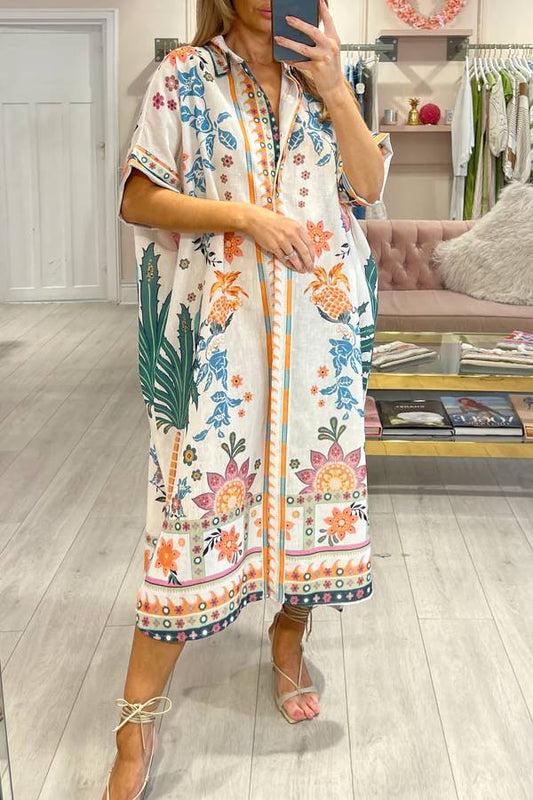 LP | ABITO CAMICIA BIANCO CON STAMPA FLOREALE