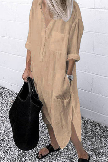 LP | Abito camicia elegante con spacco a colori