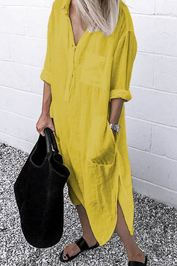 LP | Abito camicia elegante con spacco a colori