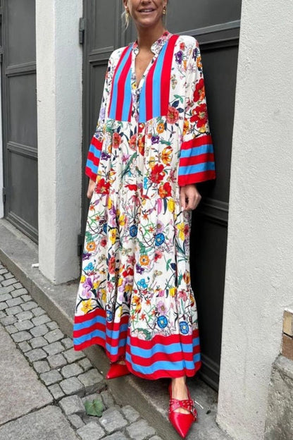 LP | Resort - Maxi abito con stampa floreale e maniche a campana