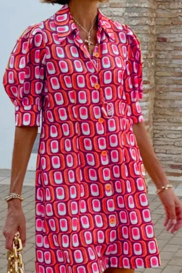 LP | Moda casual abito camicia a quadri con mezze maniche