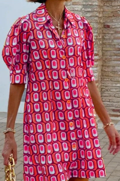 LP | Moda casual abito camicia a quadri con mezze maniche