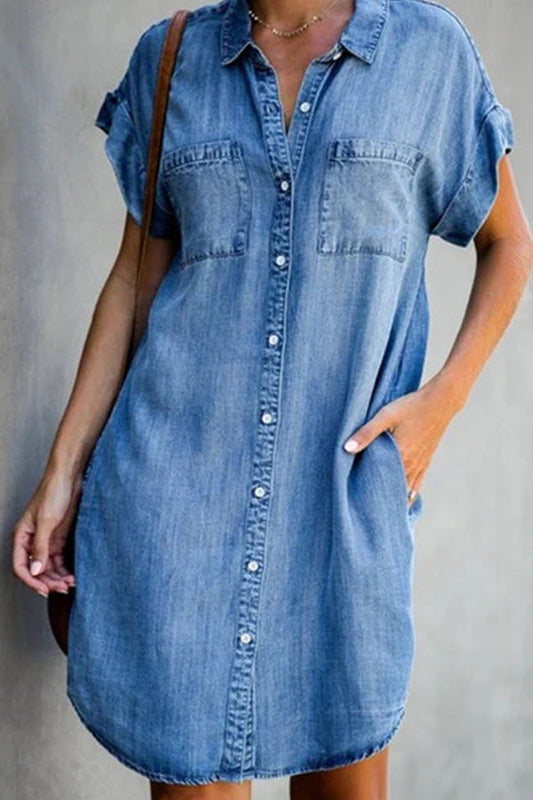 LP | abito midi in denim a maniche corte