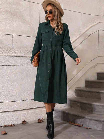 LP | Elegante abito a camicia lungo con chiusura a bottoni