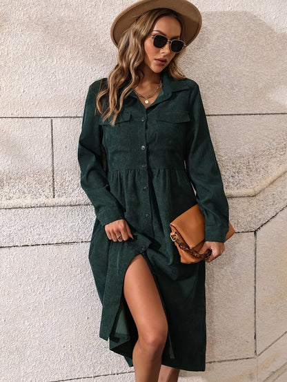 LP | Elegante abito a camicia lungo con chiusura a bottoni