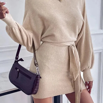LP | Elegante abito bodycon a maniche lunghe donna mini abito in lana