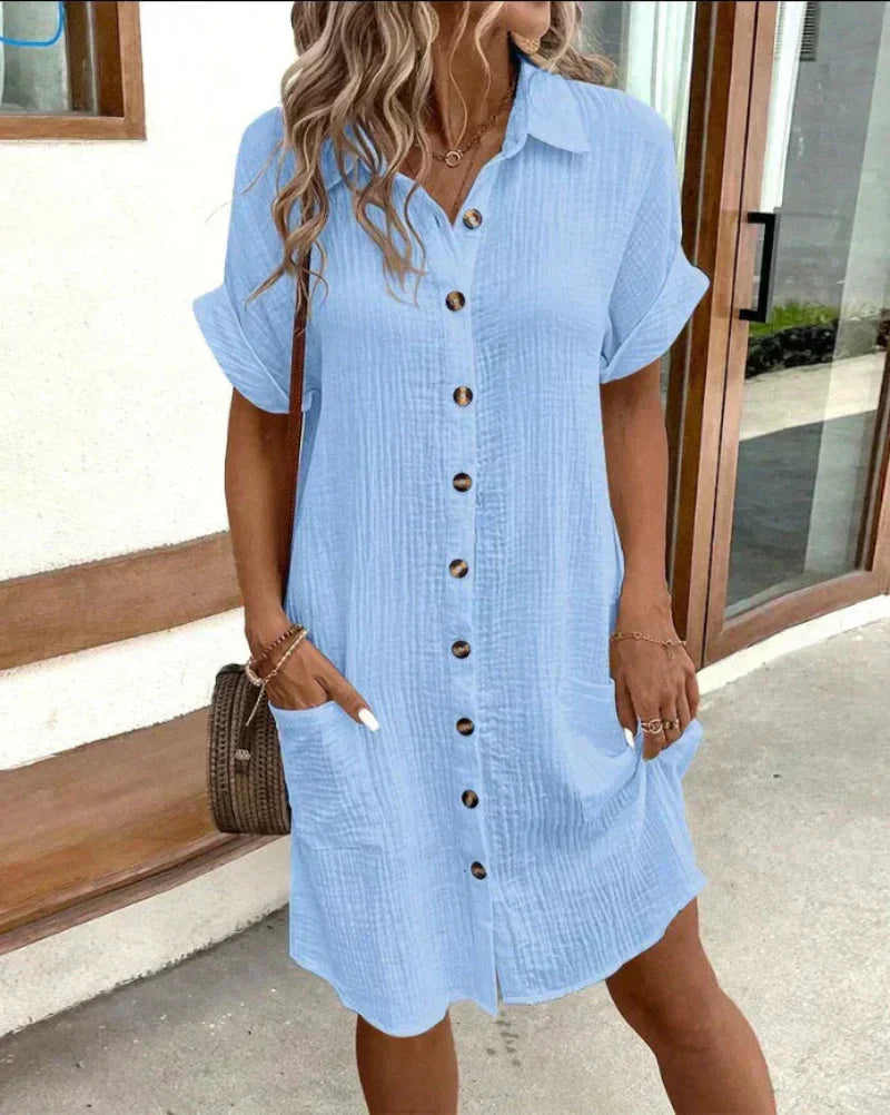 LP | Signore, abito camicia in cotone e lino retrò