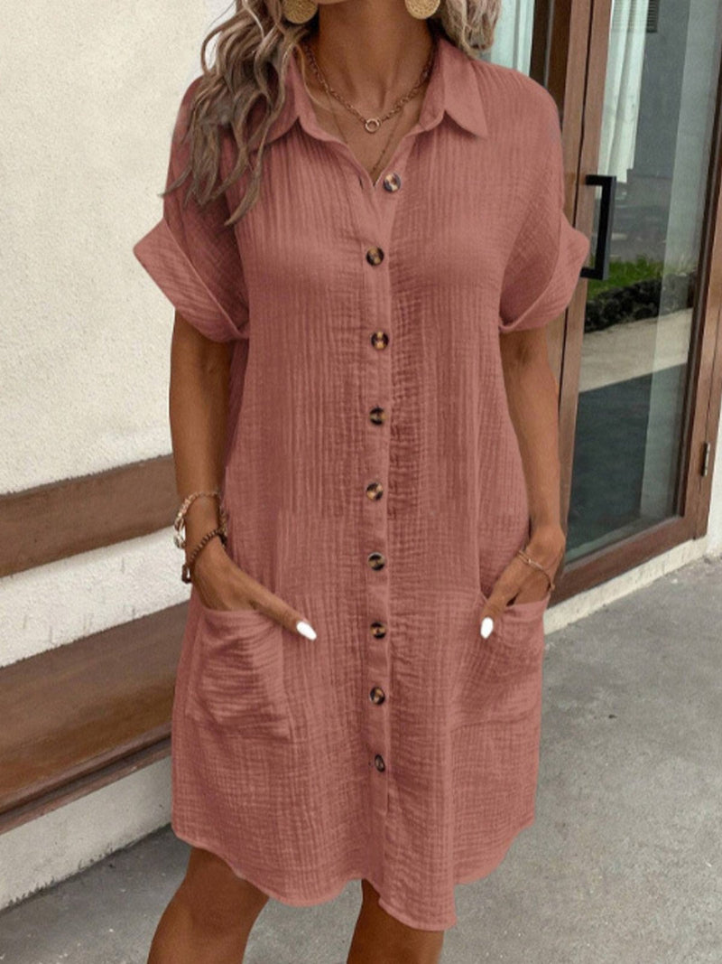 LP | Signore, abito camicia in cotone e lino retrò