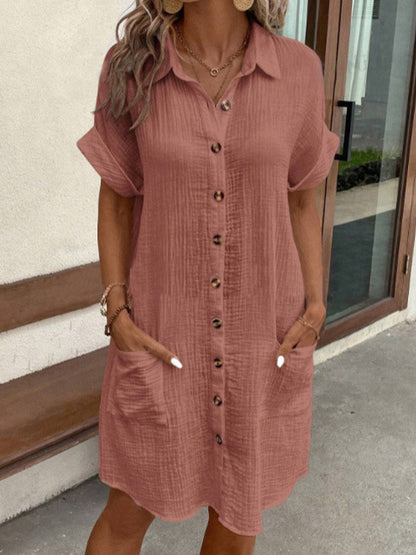 LP | Signore, abito camicia in cotone e lino retrò