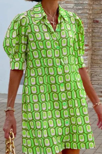 LP | Moda casual abito camicia a quadri con mezze maniche