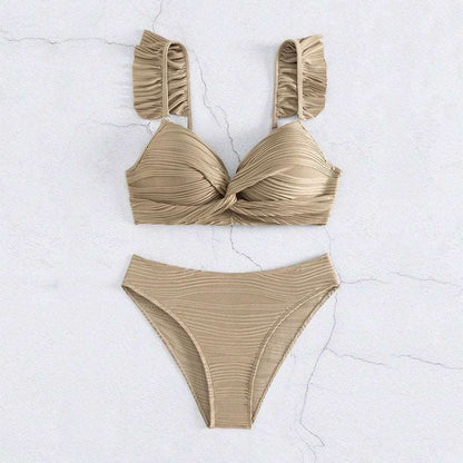 LP | Bikini con volant a tinta unita da donna in 2 colori S-XL