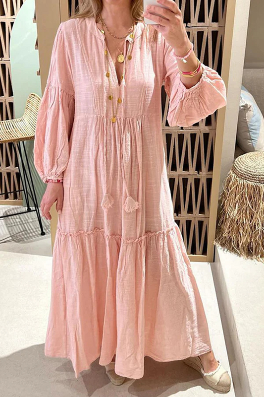 LP | Portami a Cabo Stampa etnica unica Pulsante Camicia allentata Midi Dress
