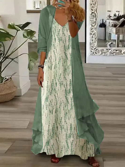 LP | Maxi abito verde chic con giacca