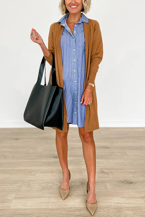 LP | Down Abito camicia a maniche corte a righe