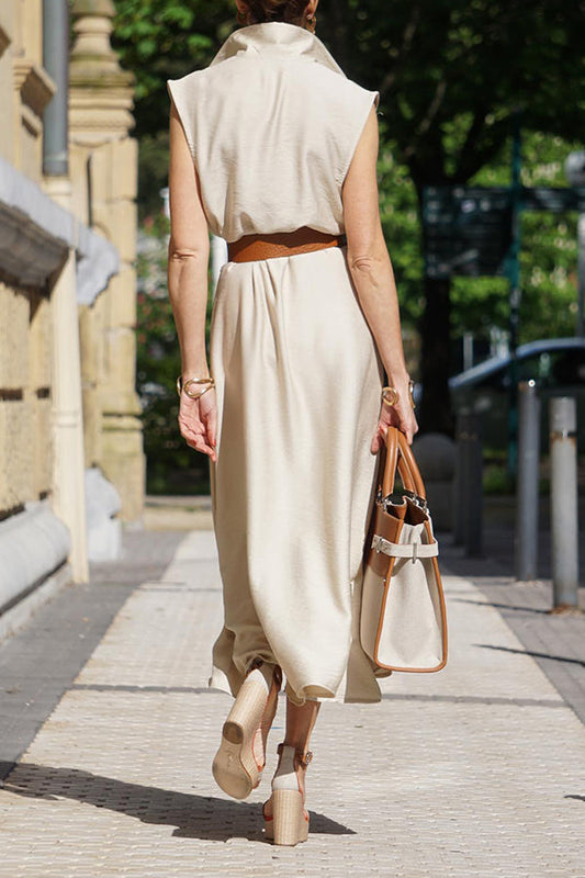 LP | camicia con scollo a V abito a vita alta linea A