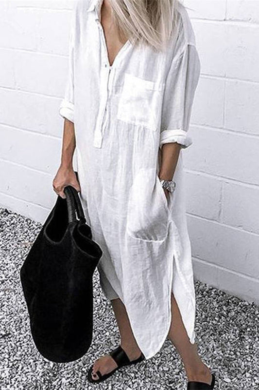 LP | Abito camicia elegante con spacco a colori