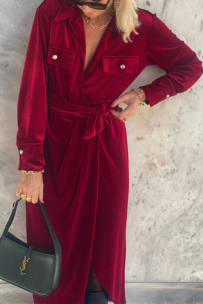 LP | Abito in pizzo con collo a camicia e maniche lunghe, versatile e alla moda