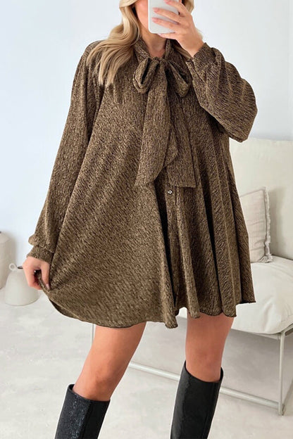 LP | DEMI ABITO CAMICIA CON COLLO A FIOCCO IN ORO METALLIZZATO