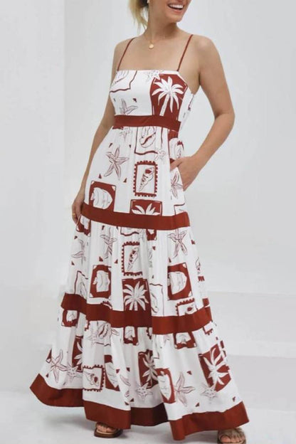 LP | Elegante maxi abito arricciato con stampa floreale