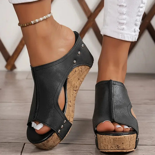 LP | | Sandali con plateau in pelle