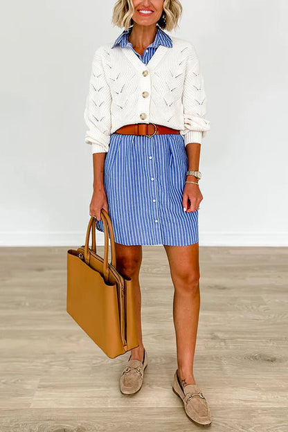 LP | Down Abito camicia a maniche corte a righe