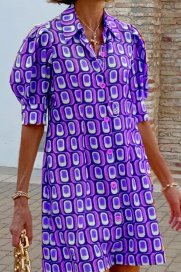 LP | Moda casual abito camicia a quadri con mezze maniche
