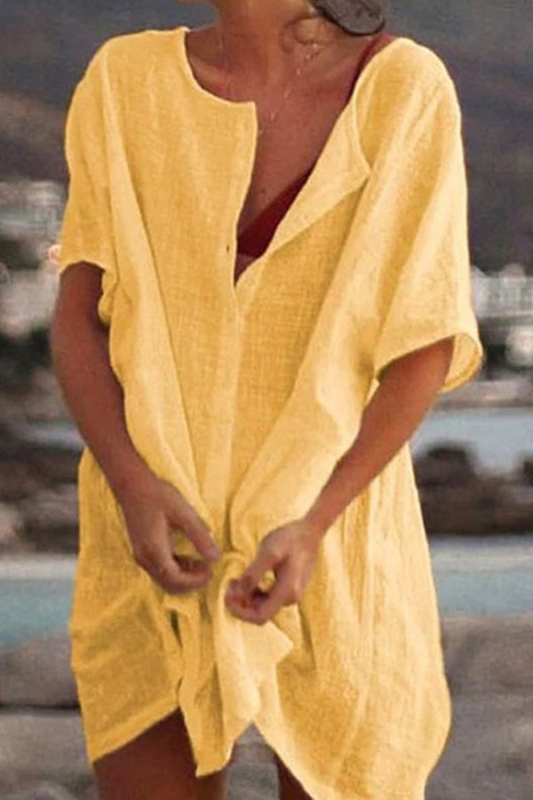 LP | Estate Cotone Abiti corti allentati Donne Casual Camicia