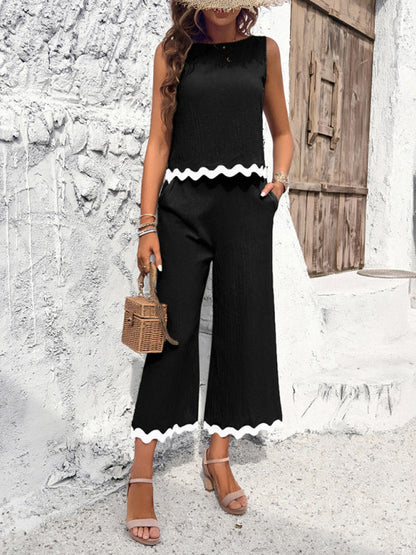 LP | Donna nuovo temperamento casual gilet pantaloni fettuccia abito